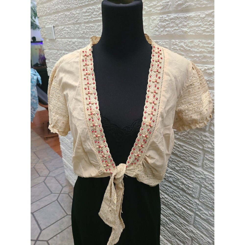 Cato Women's Tan Lace tie Embellished Cover Up Plus Size M Topper